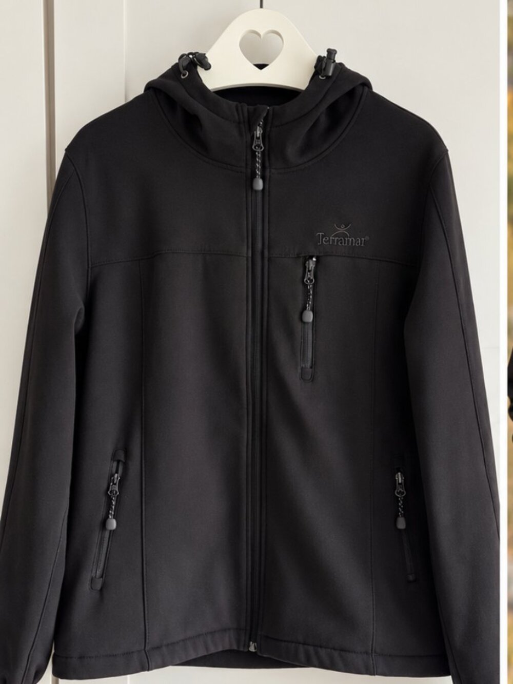 Terramar Black Hooded Softshell Fleece Jacket Size L PTP21